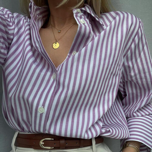 Loose fit gestreepte overhemdblouse